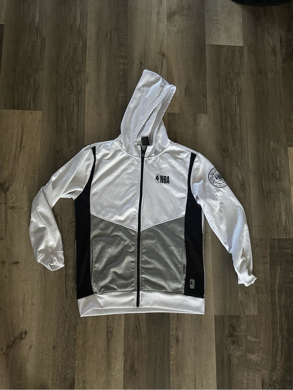 NBA Men's White & Black Performance Zip Hoodie